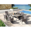 Aluminum 7-Piece Square Dining Table and Chairs